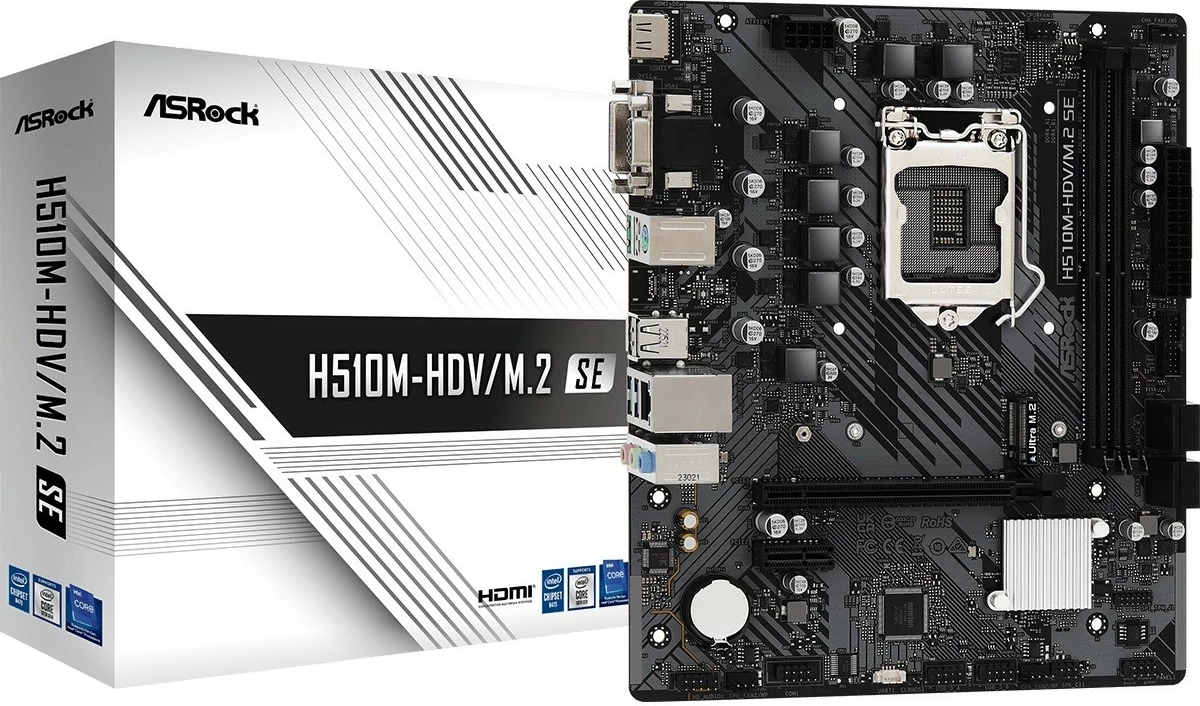 Matična plošča ASRock H510M-HDV/M.2 SE, LGA1200, micro ATX, črna