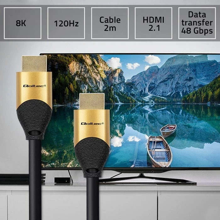 Ultra high speed HDMI kabel 8K, 2 m, pozlačen - Qoltec 50355