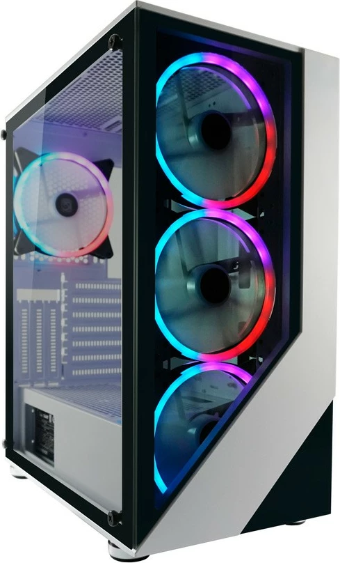 Gaming ohišje LC-Power 803W RGB, Midi Tower, kaljeno steklo, črno/belo