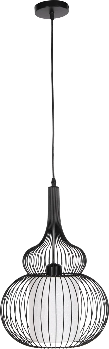 Stropna viseča svetilka FH4185 črna kovina-bela tkanina Φ30x115H cm