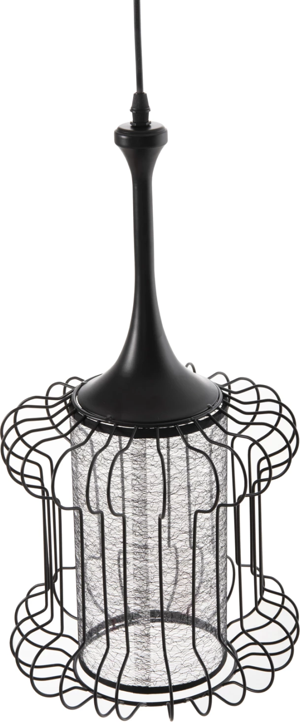Stropna viseča svetilka FH4087 črna kovina-bela tkanina Φ24x130Hcm