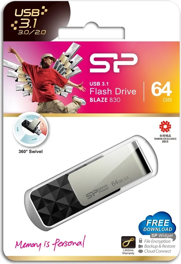 USB ključek Silicon Power, 64 GB, USB Type-A 3.0, črn