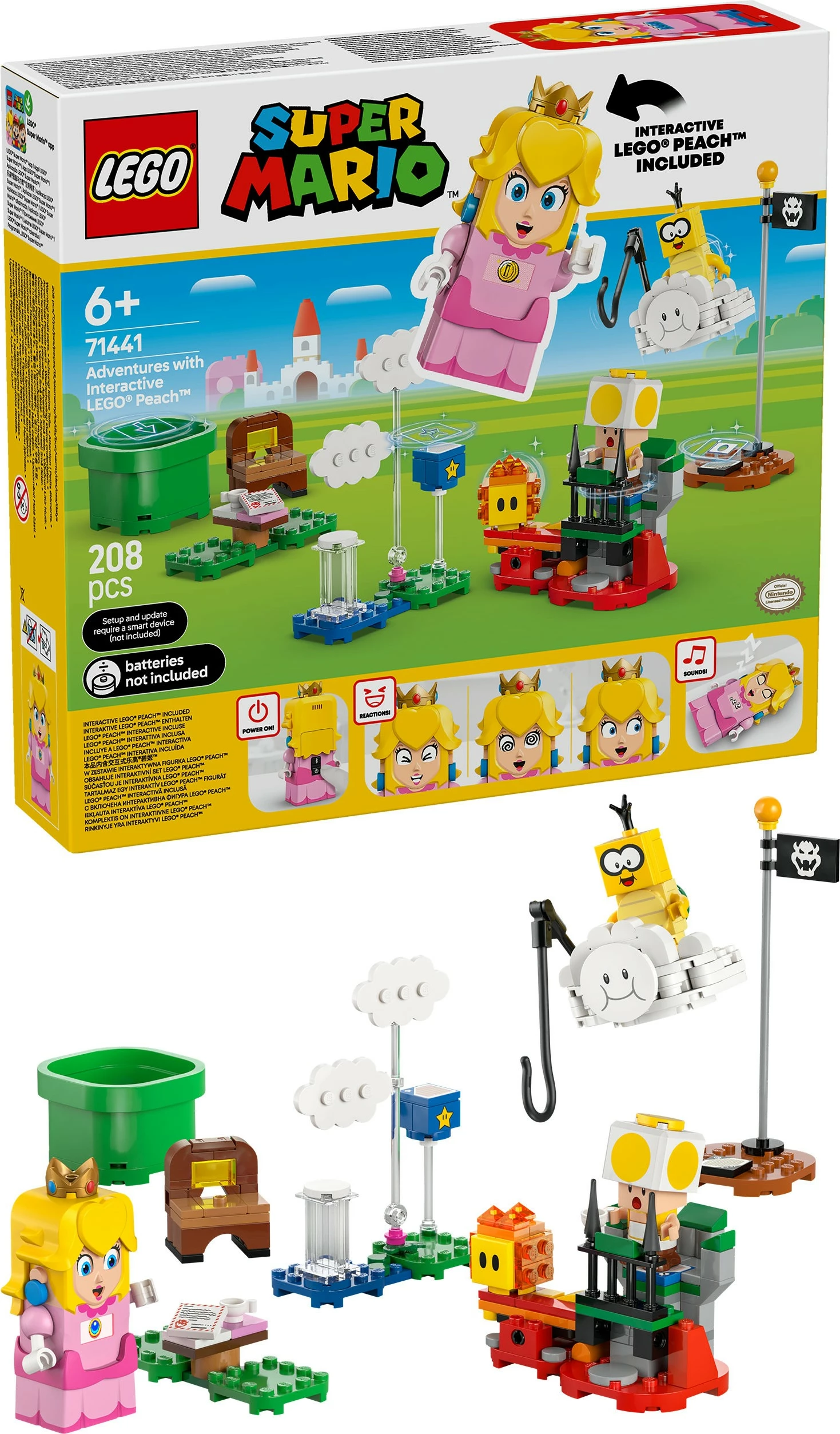 Interaktivni set za sestavljanje Peach, LEGO Super Mario 71441, 208 delov, večbarven