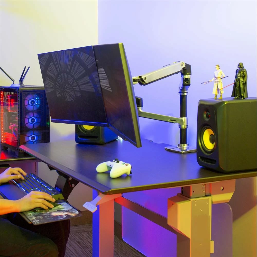 Dvojni stolpni nosilec za monitor Ergotron LX, 2 zaslona, 24 inch, nastavljiva višina, srebrn