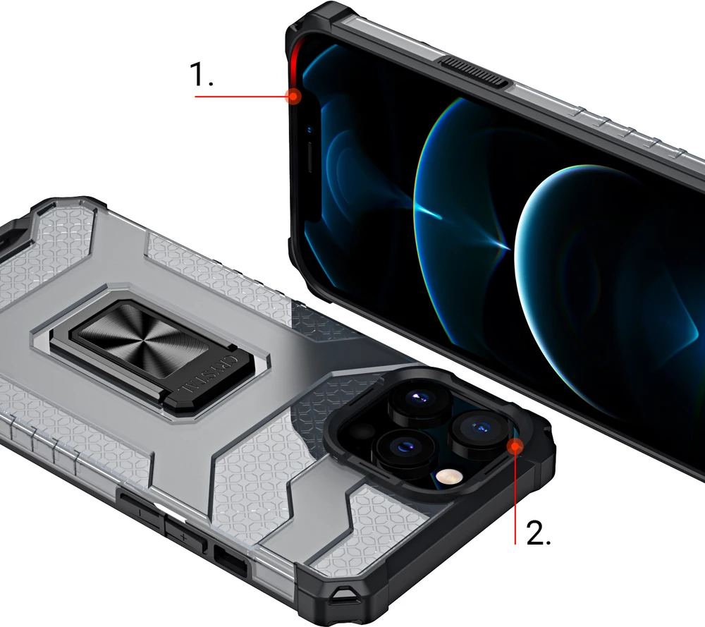 Ovitek za telefon Crystal Ring Case Hurtel za iPhone 13 Pro Max, z stojalom, zelen