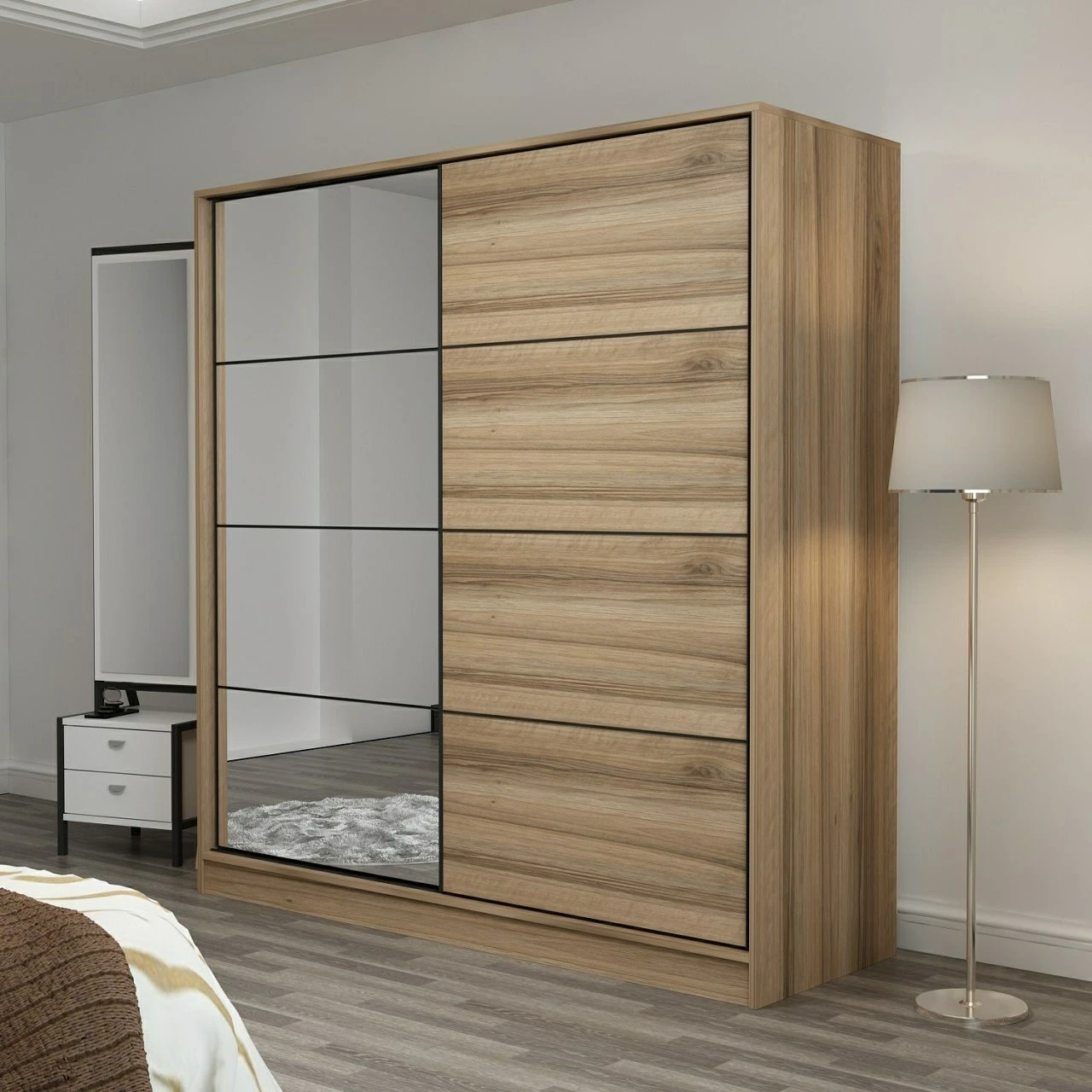 Garderobna omara, Hanah Home Kale, 180x190x60 cm, zlata