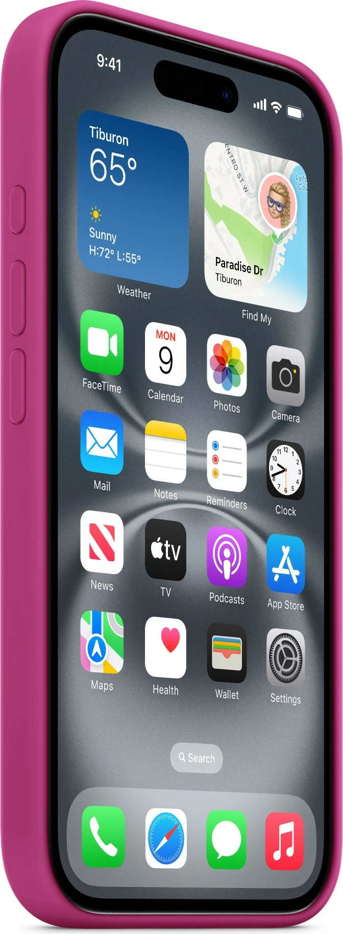 Silikonska zaščita za Apple iPhone 16 z MagSafe, Fuchsia