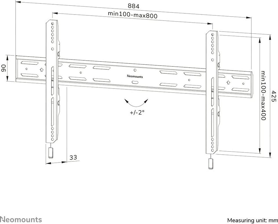 Stenski nosilec za TV 43"-98" Neomounts WL30S-850BL18, 100 kg, črn