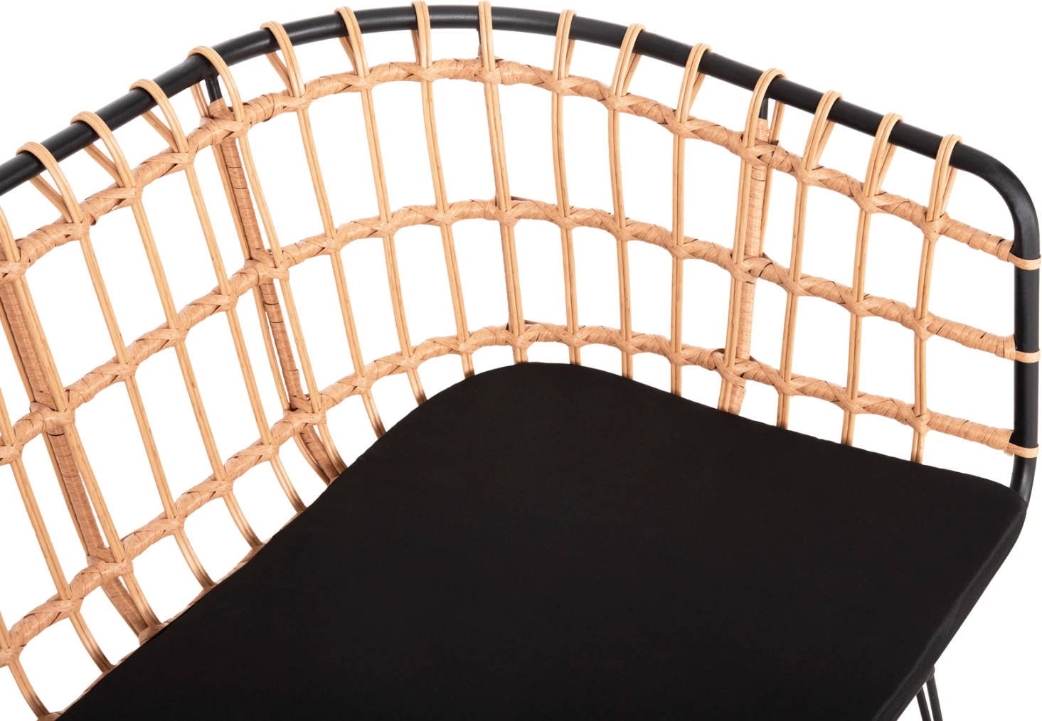 Zunanja kavč (klop) 2-sedežna Allegra FH5692.11 P.E. ratan v bež-črnem kovinskem okvirju 125x60x77H cm