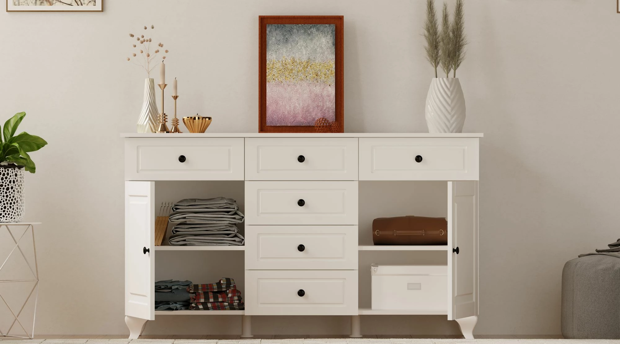 Komoda v mat beli barvi Skye Decor, Rb-025-01
