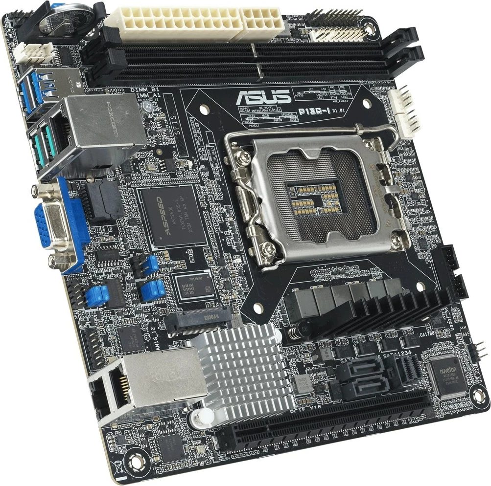 Matična plošča za strežnike ASUS P13R-I, Intel C262, LGA 1700, mini ITX, črna