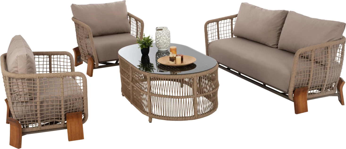 Zunanji set Oxford 4 kosi Iroko vrv kaljeno steklo FH5884.01