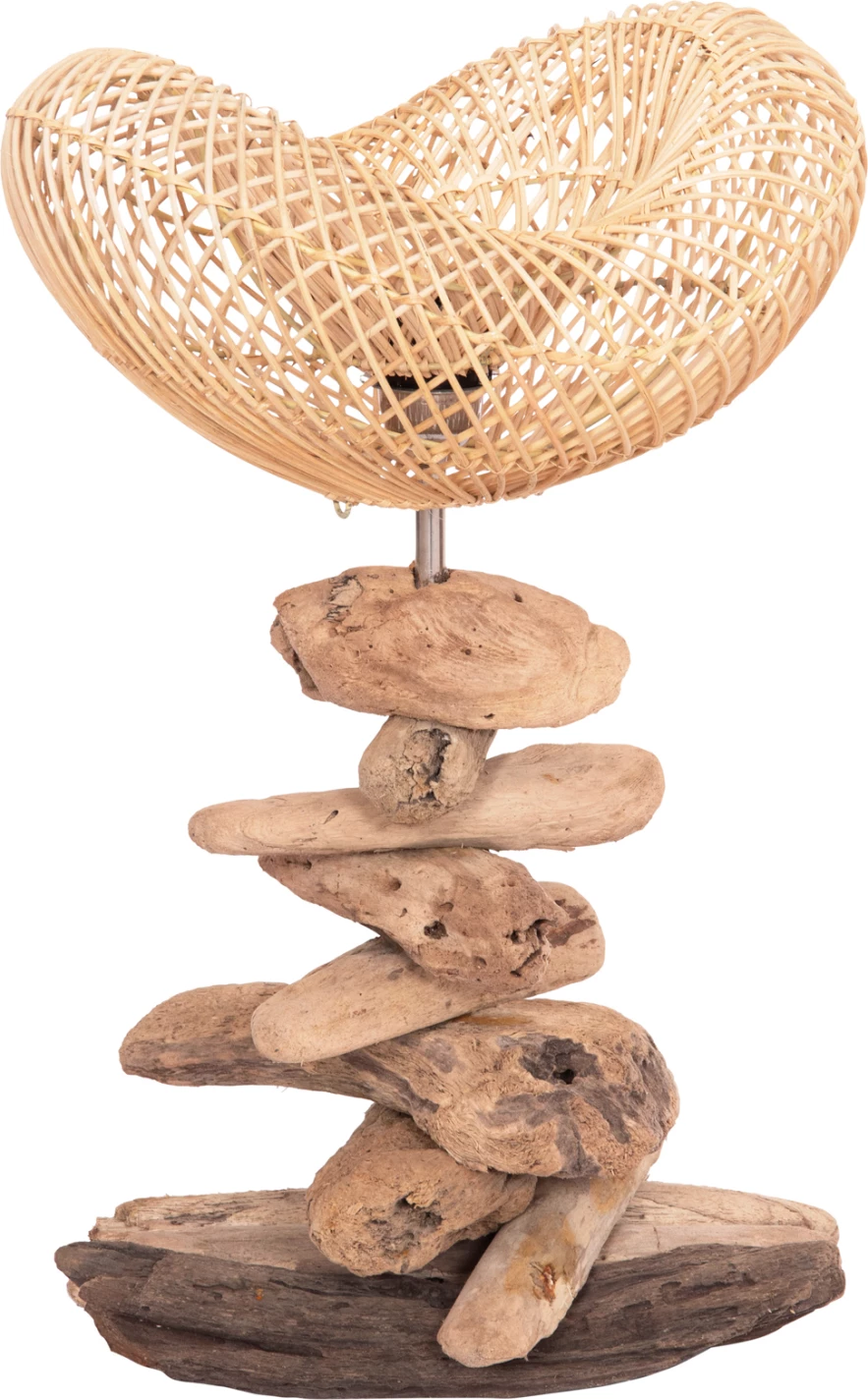 Dekorativna namizna svetilka IVAR FH4431, drevo prineseno z morja & ratan 32x30x53Hcm