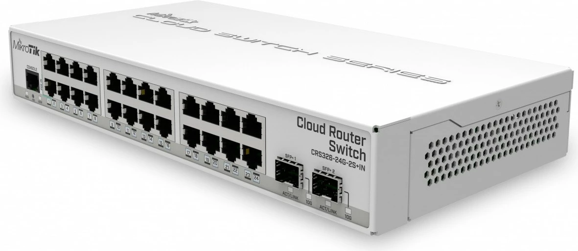 Upravljano stikalo Mikrotik CRS326-24G-2S+IN, 24xGbE, 2xSFP+, namizno, belo