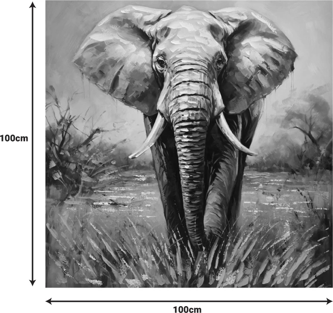 Piktura na platnu, Elepho, večbarvna, 100x3x100 cm