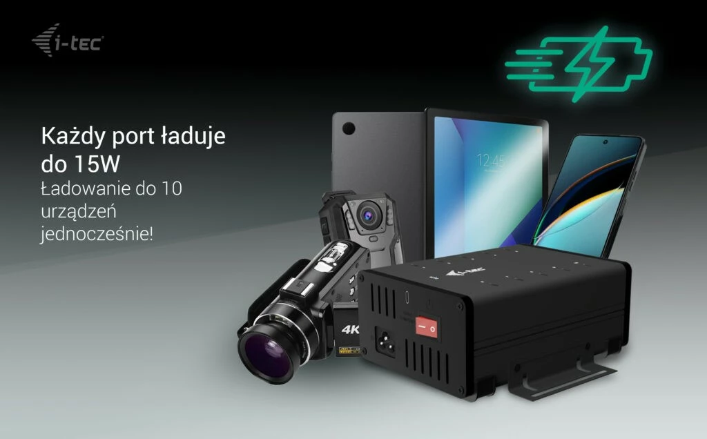 USB-C razdelilec i-tec CACHRGHUB10C, 10× USB-C, 15 W na vrata, kovinski