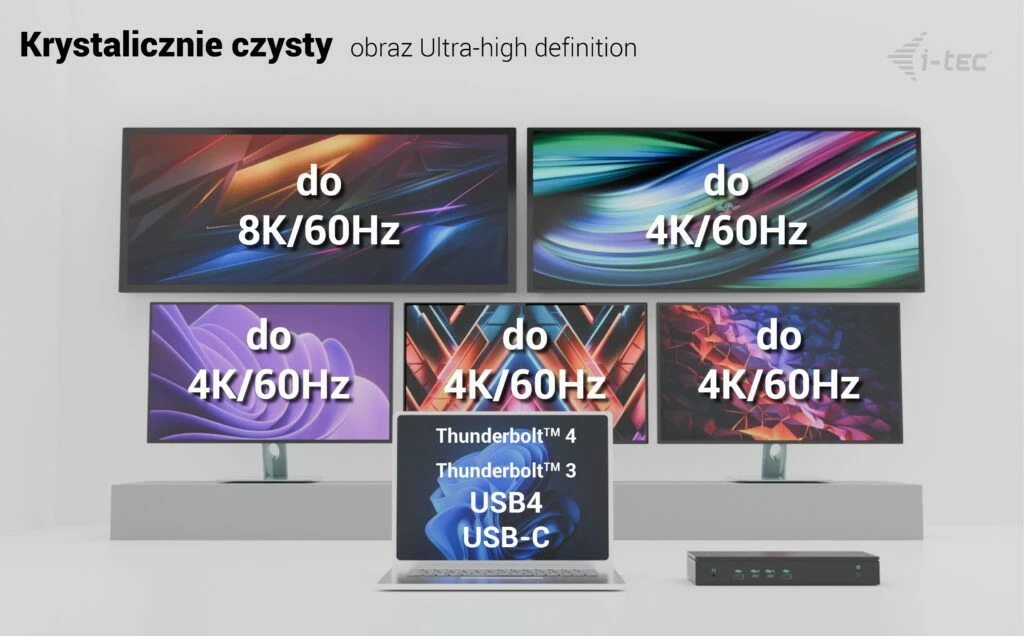 Docking ohišje i-tec CA5MONITORDOCKPD, 5×4K/60Hz, Power Delivery 100W, črno