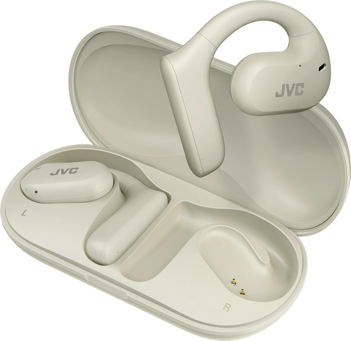 Lahke true wireless slušalke za odprt ušesni kanal, JVC Nearphone TWS, 17 h baterije, IPX4, bele