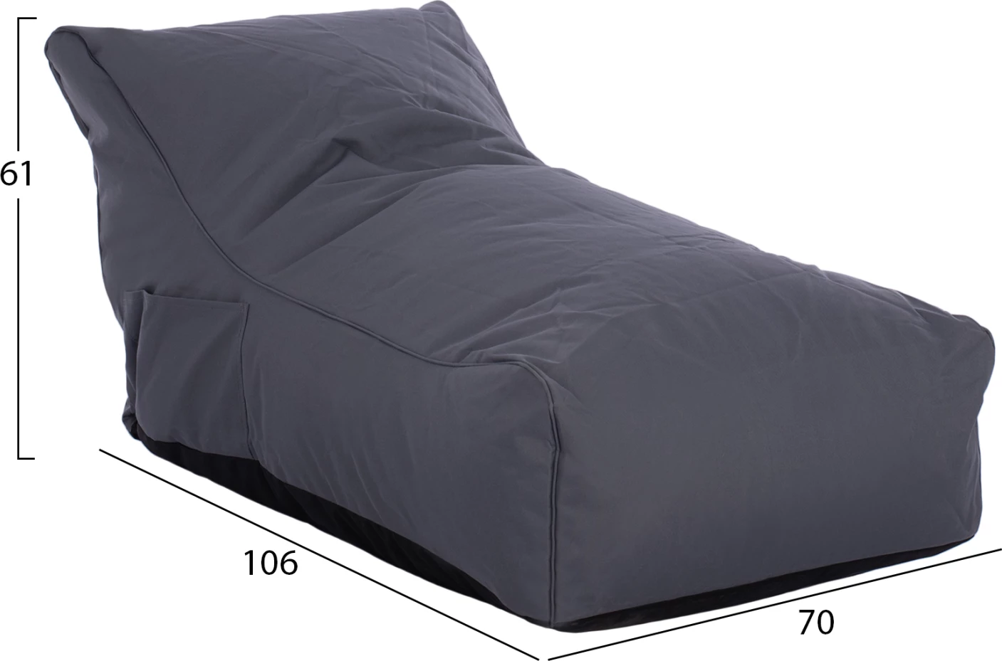 Vodoodporen puf Bloom, siva, 106x70x61 cm