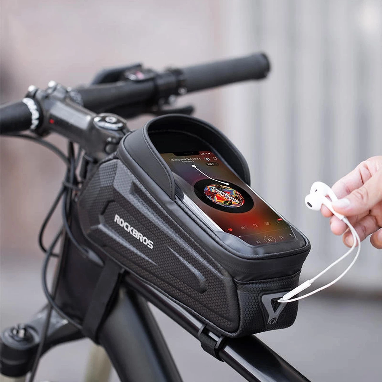 Torba za kolo z žepom za telefon, Rockbros B68-1, 1,7 L, črna