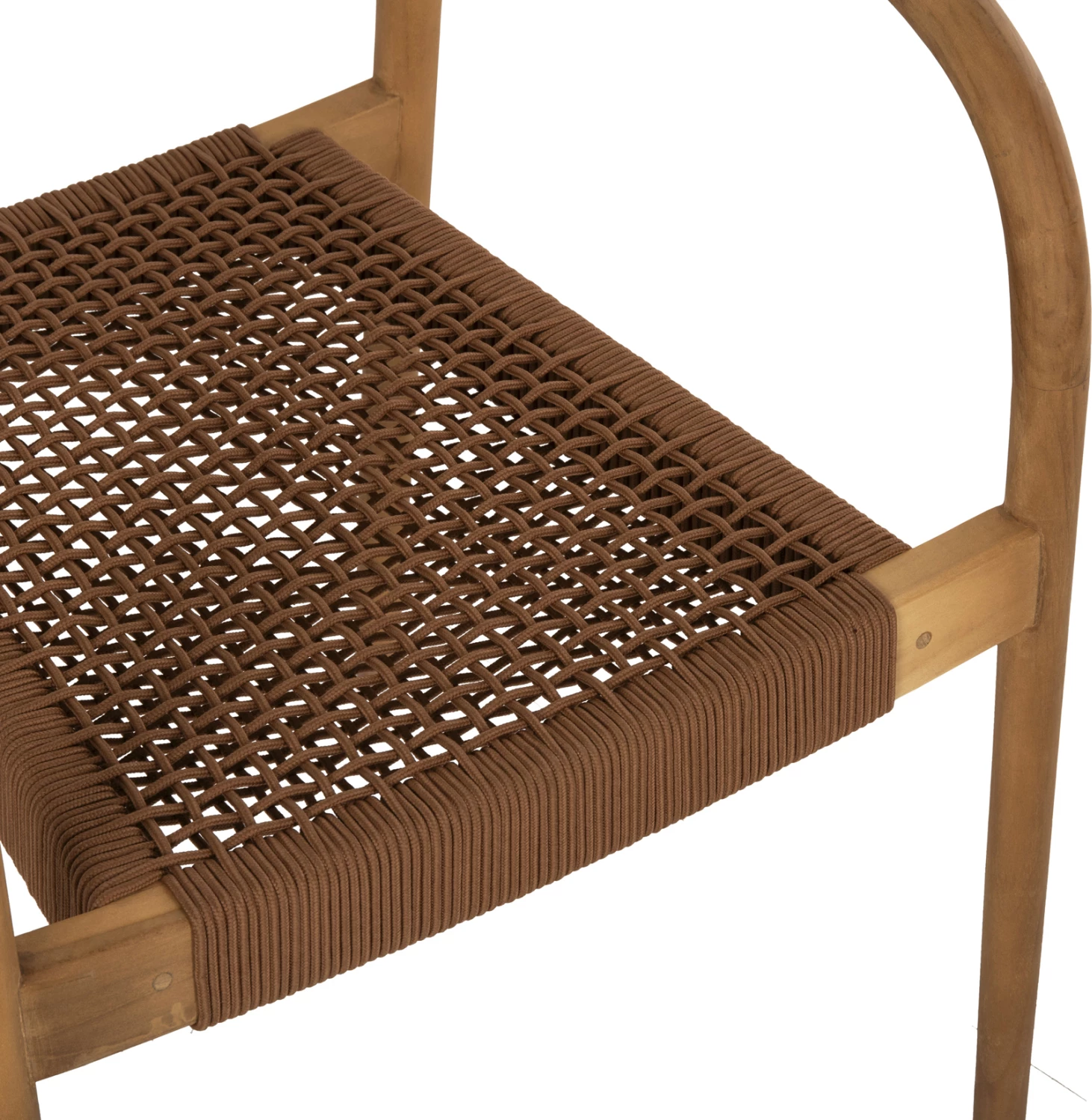 Fotelj OSLO FH9636.01 iz tikovine v naravni barvi in rjave vrvi 55x54x80Hcm