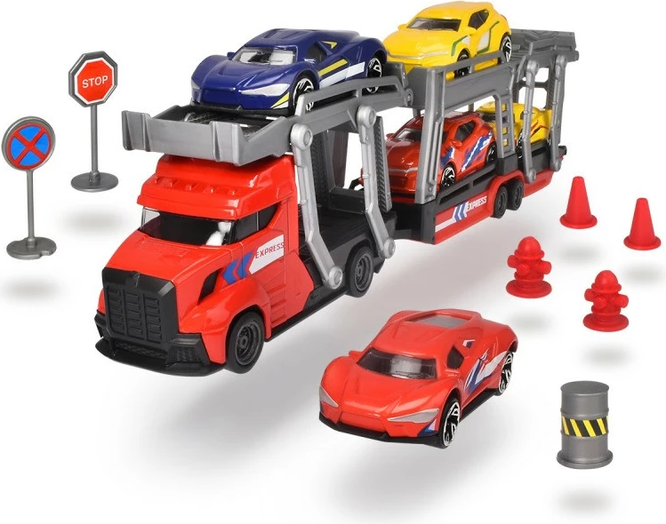 Set z transportnim tovornjakom in 5 kovinskimi avtomobilčki, večbarven, Dickie
