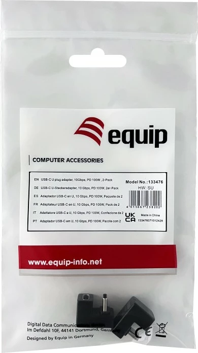 Adapter USB-C, 10Gbps, PD 100W, 2 kosa, črn Equip 133476