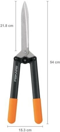 Škarje za živo mejo PowerLever HS52 Fiskars, 54,4 cm, jeklo, oranžna/črna