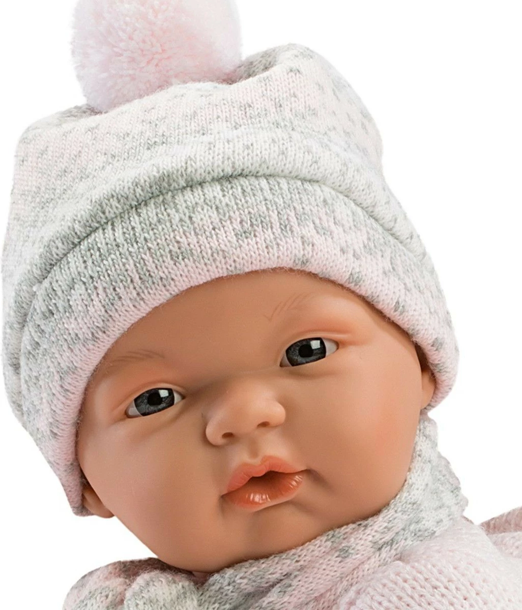 Punčka dojenček Llorens 38938, 38 cm, z zvokom, z odejico in stekleničko, roza