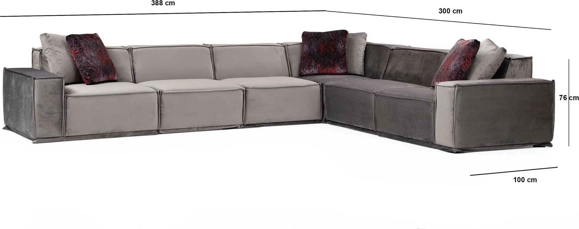 Kotni kavč Lego Corner 2 (L1-O1-O1-C-O1-1R), Atelier del Sofa, siva