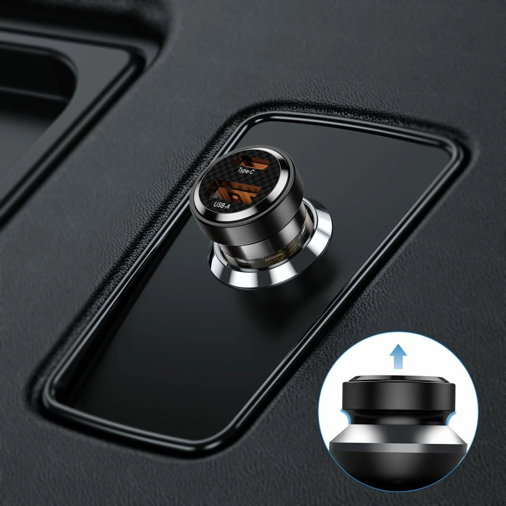 Avtomobilski polnilec 30W, 2 vhoda USB-C PD 30W / USB-A QC 3.0, Tech-Protect CC30W, črn