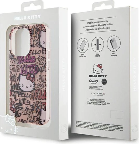 Ovitek za telefon z motivom Hello Kitty IML Tags Graffiti za iPhone 13 Pro/13, roza
