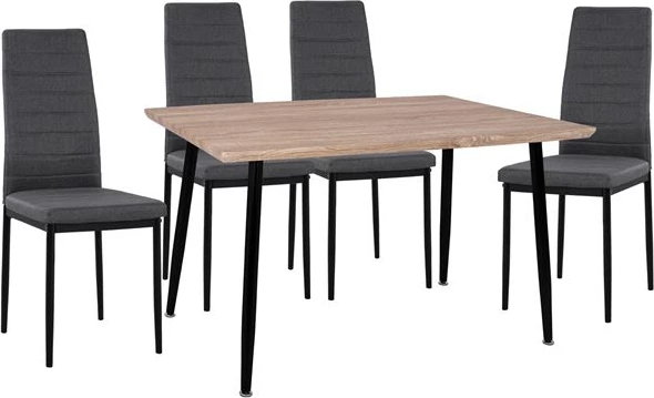 Set 5 kosov miza Sonama & kovinski stoli Lady Grey tkanina črna FH11027.10 120x70x76.5 cm