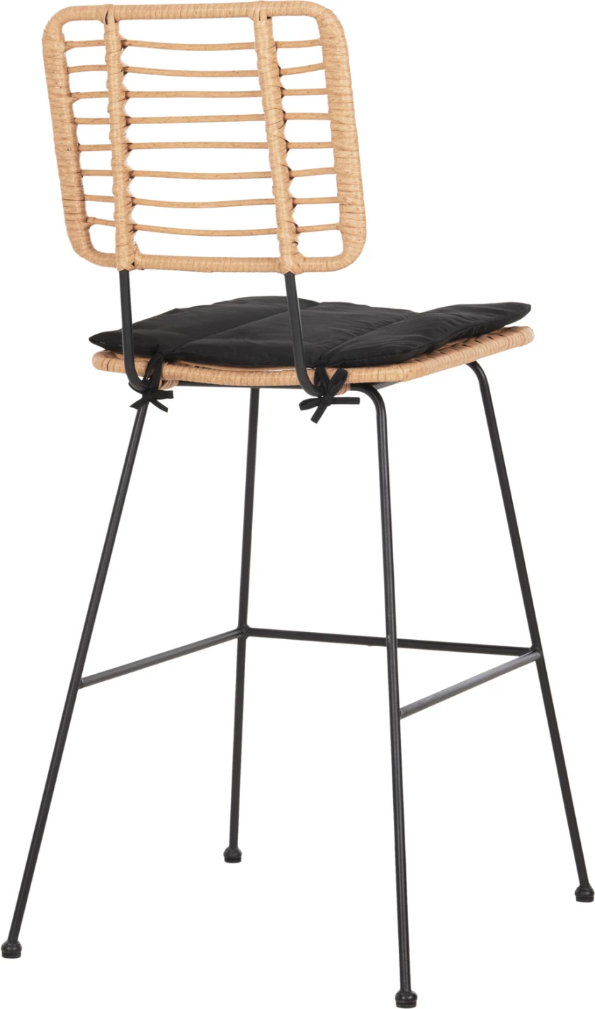 Barski stol Allegra FH5455.11 kovina in blazina črna-pletena bež 56x59x116.5Hcm