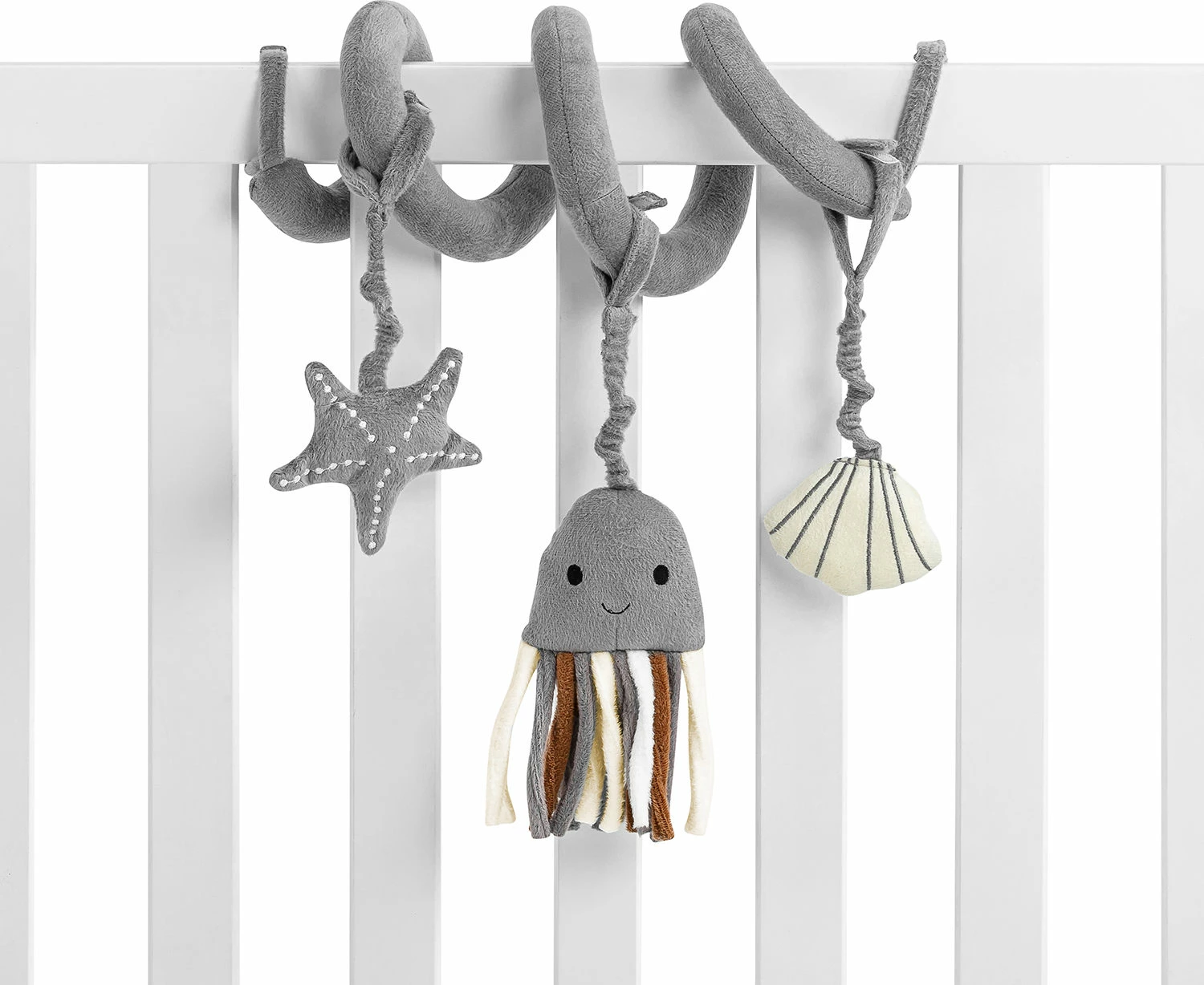 Viseča igrača za voziček ali otroški sedež, siva, Evila Originals, Puset