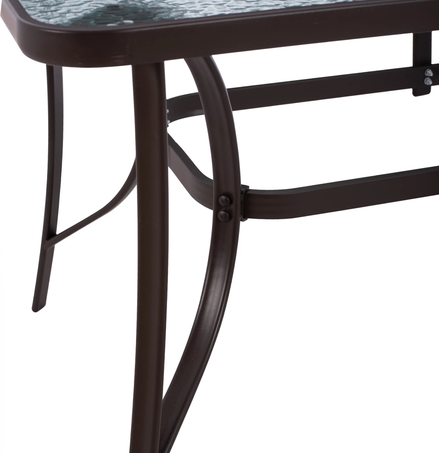 Pravokotna kovinska miza 150x90x75 cm v rjavi barvi z luknjo za dežnik D38 cm