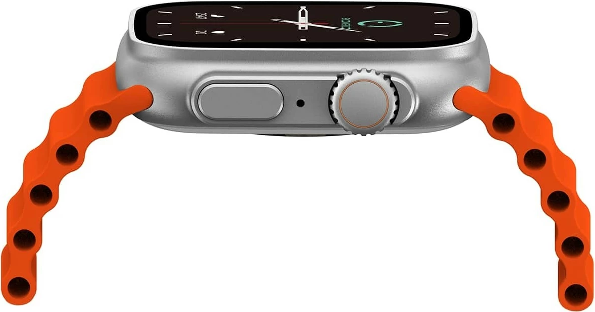 Pametna ura EcoWatch EW02, 1,91-palčni, Bluetooth, srebrna z oranžnim paščkom, komplet z 2 paščkoma