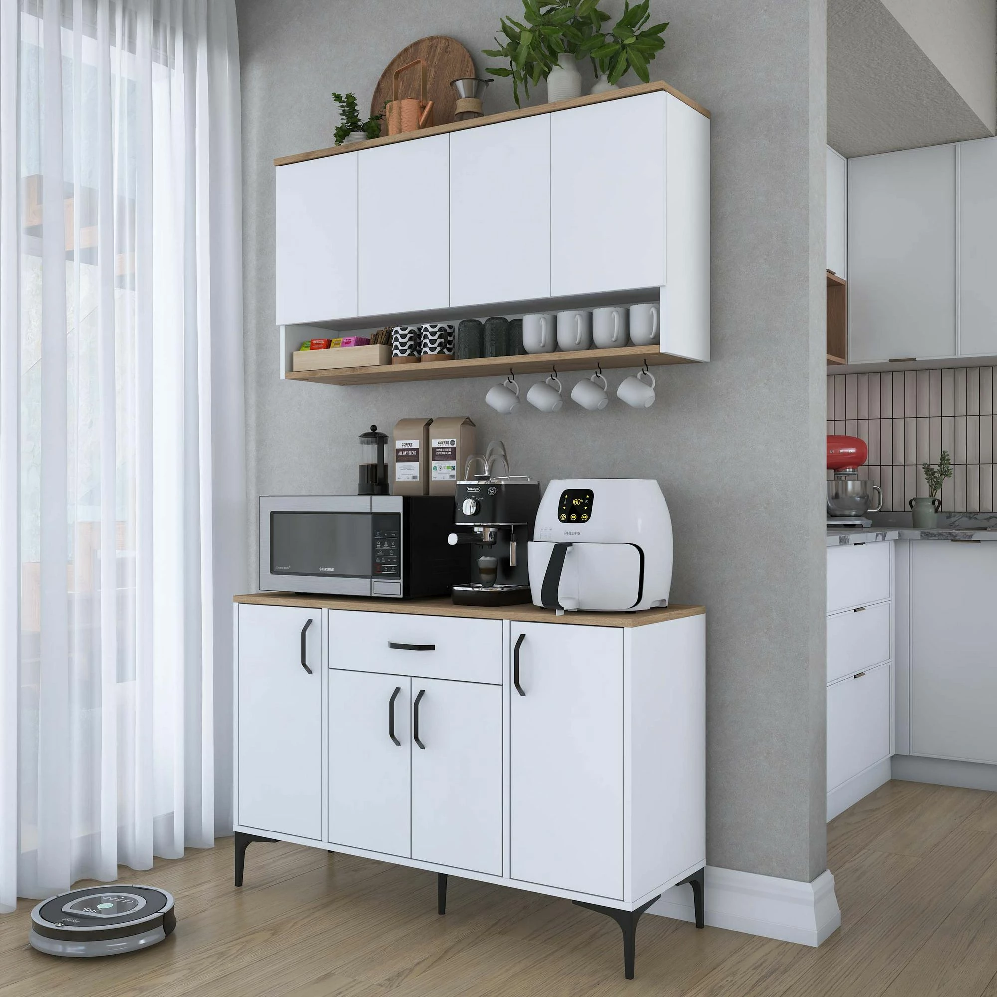 Stojalo za kavo Skye Decor, barva oreh in bela, JE203 - 3822