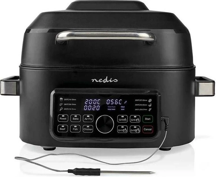 Cvrtnik brez olja Nedis KAAFG600BK, 6 L, črn