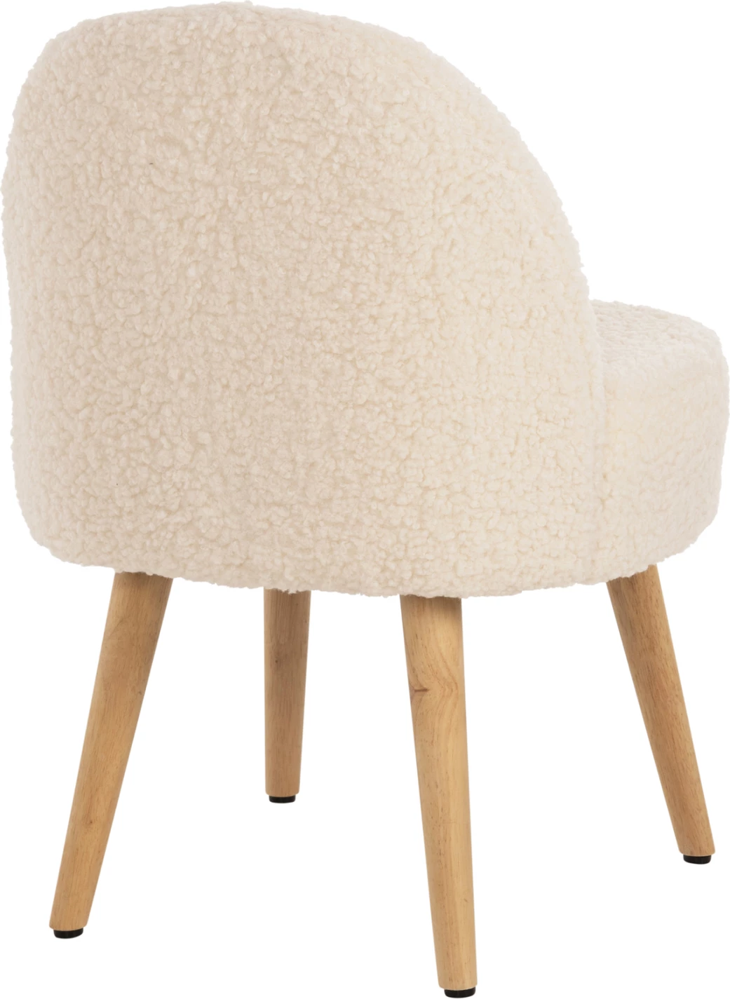 Stol YASMINE FH8395.23 nizek naslon - tkanina boucle v beli barvi - lesene noge 47x46x64,5H cm