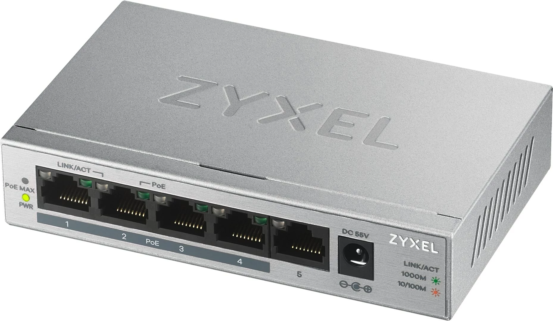 Nepredevedljiv Gigabit Ethernet stikalo Zyxel GS1005HP, srebrno