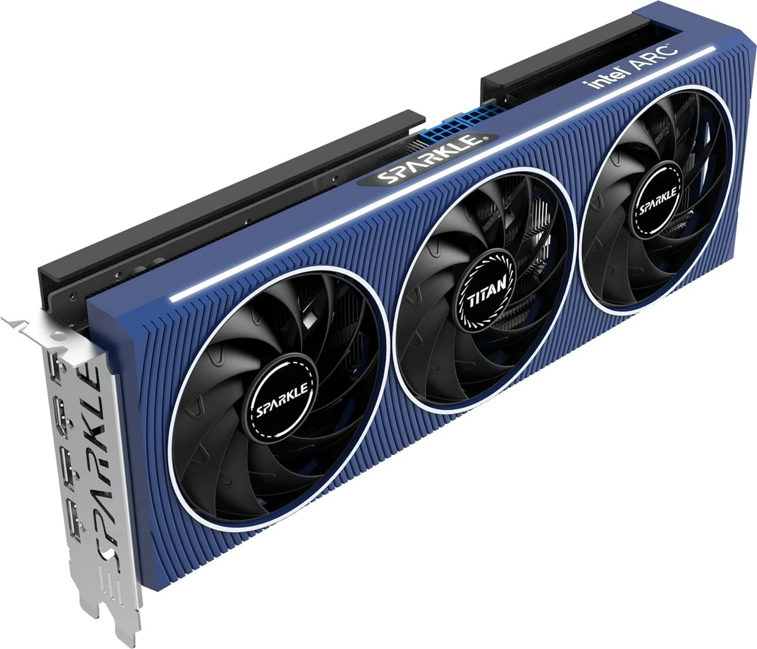 Grafična kartica Sparkle Intel Arc A750 TITAN OC Edition, 8 GB, PCI Express 4.0, črna in modra