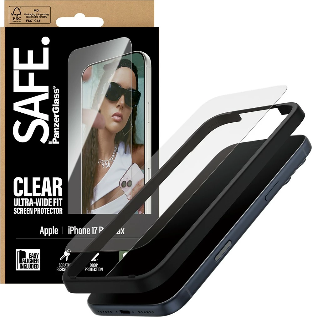 Zaščitno steklo PanzerGlass SAFE za iPhone 17 Pro Max, prozorno