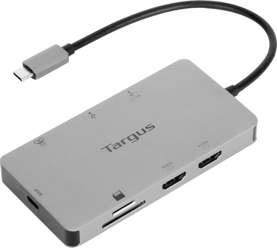 Docking postaja Targus DOCK423, USB-C, 2x HDMI, 2x USB-A, LAN, SD/MicroSD, srebrna