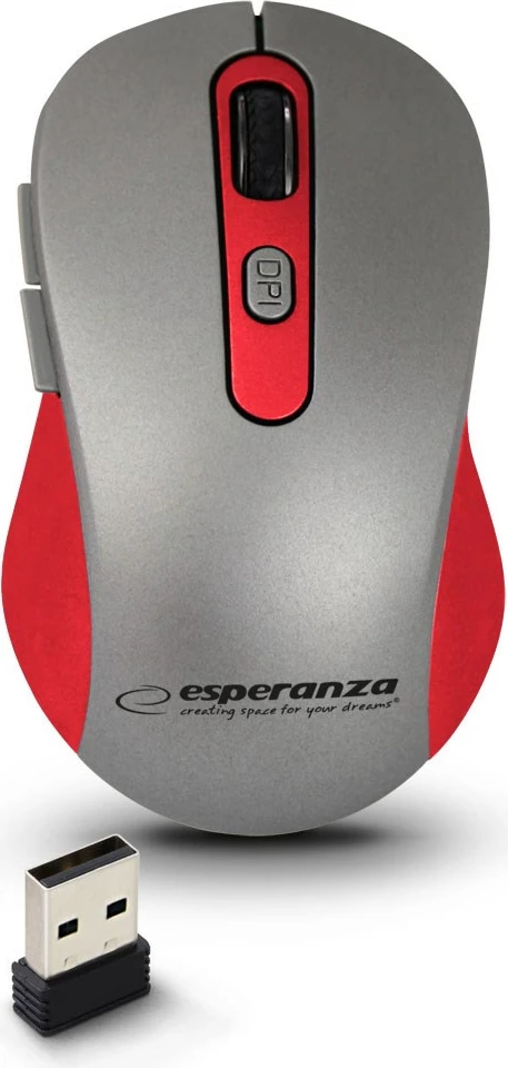 Brezžična miška Esperanza EM131R, optična 1600 DPI, siva
