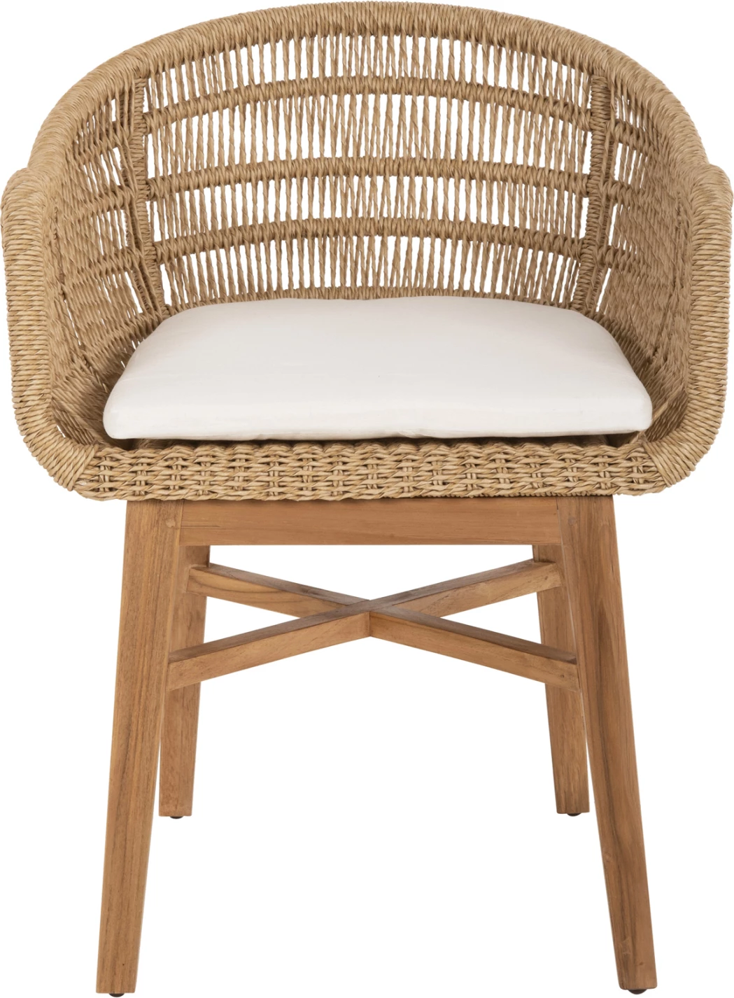 Fotelj LAMORA FH9826 iz tikovine-sintetična vrv-blazina 60x61x78Hcm