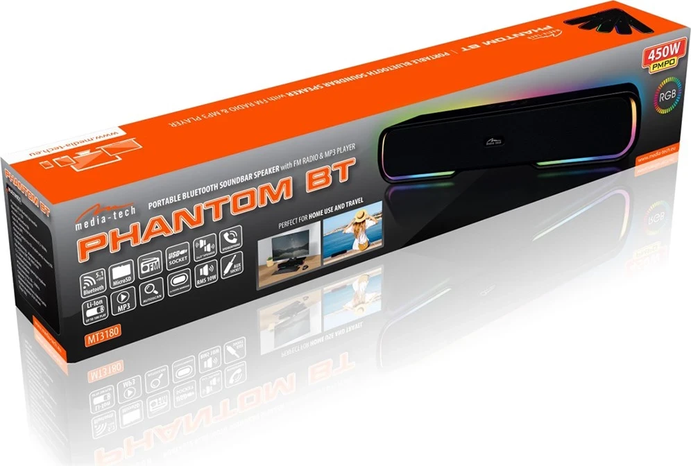 Bluetooth zvočni bar Media tech PHANTOM BT MT3180, črn