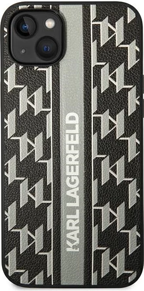 Ovitek za telefon za iPhone 14 Plus 6,7", Monogram Stripe, sivi - Karl Lagerfeld KLHCP14MPGKLSKG