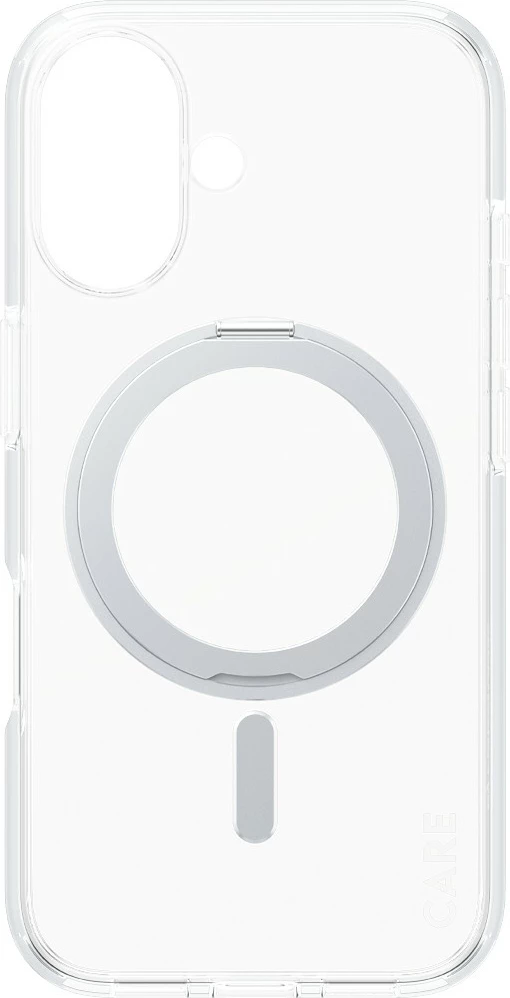 Prozoren zaščitni ovoj PanzerGlass CARE Case, MagSAFE, srebrna stojalka, za iPhone 16