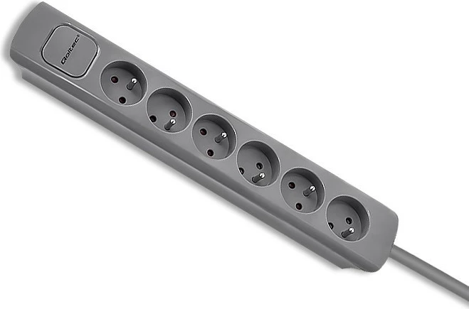Razdelilnik Qoltec 50277, 6 vtičnic, 1,8 m, sivi
